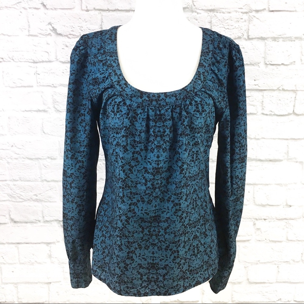 Tulle Peasant Sleeve Button Back Blouse Sz Small